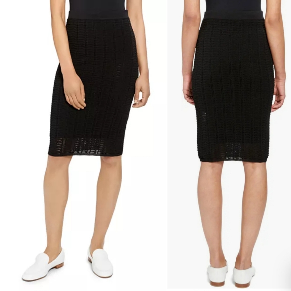 Theory Crochet Pencil Skirt in Black